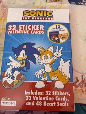 Sonic the Hedgehog 32 Sticker Valentine Cards